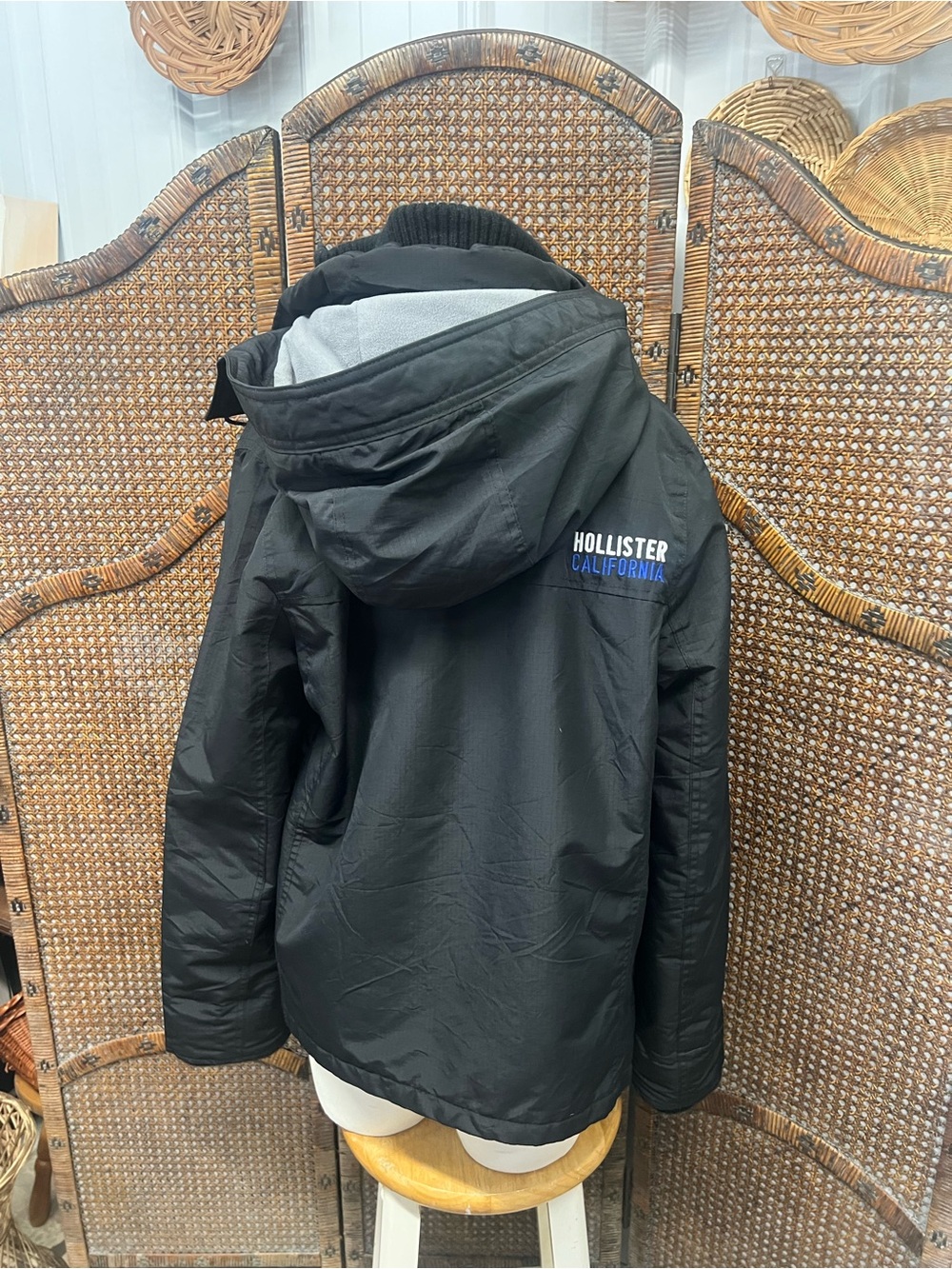 Hollister all weather coat jacket black hooded